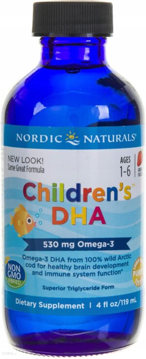Nordic Naturals Kwasy Dha 255mg + Epa 170mg Dla Dzieci W Płynie Dha Children'S O Smaku Truskawkowym 119ml