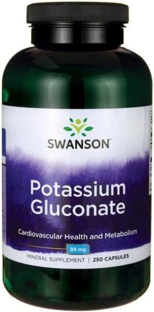 Swanson Glukonian Potasu 99 Mg 250 Kapsułek